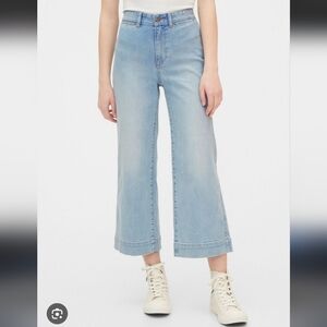 Gap High Rise Wide-Leg Crop Light Indigo Denim Chino Sailor Jeans Size 10/30